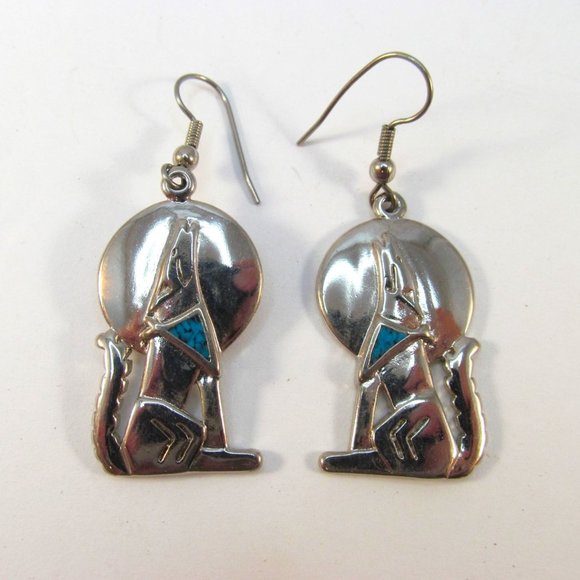 Vintage Howling Wolf Pierced Earrings - Picture 6 of 10